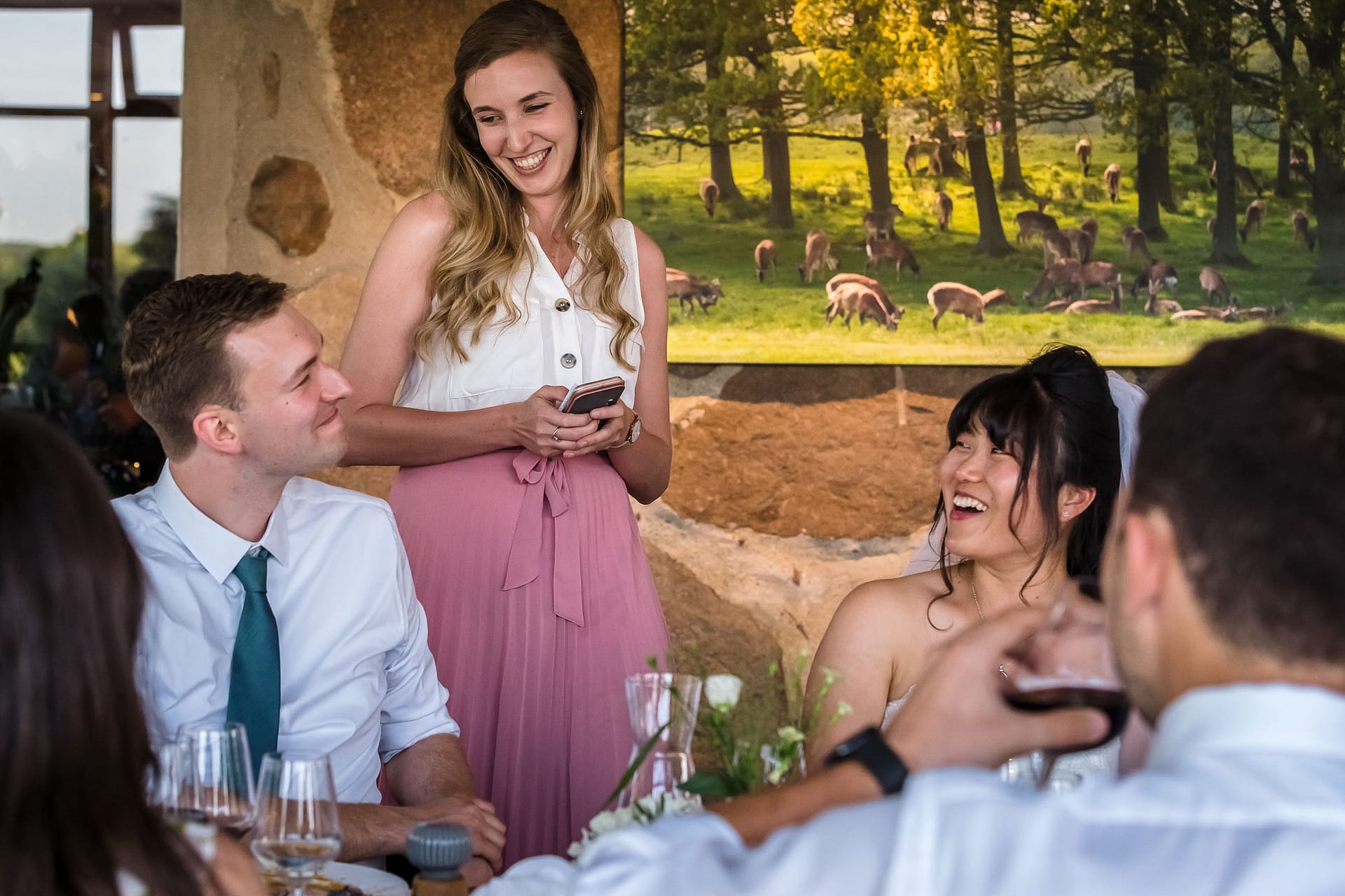 Bröllop middag på Bokskogen Golfklubb: brudgum sister tal